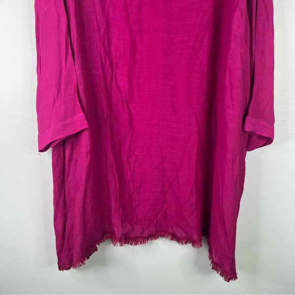 LuLaRoe Coastal Cover Up Women's 3X Pink Magenta Beach Pockets Fringe V Neck - Picture 5 of 12